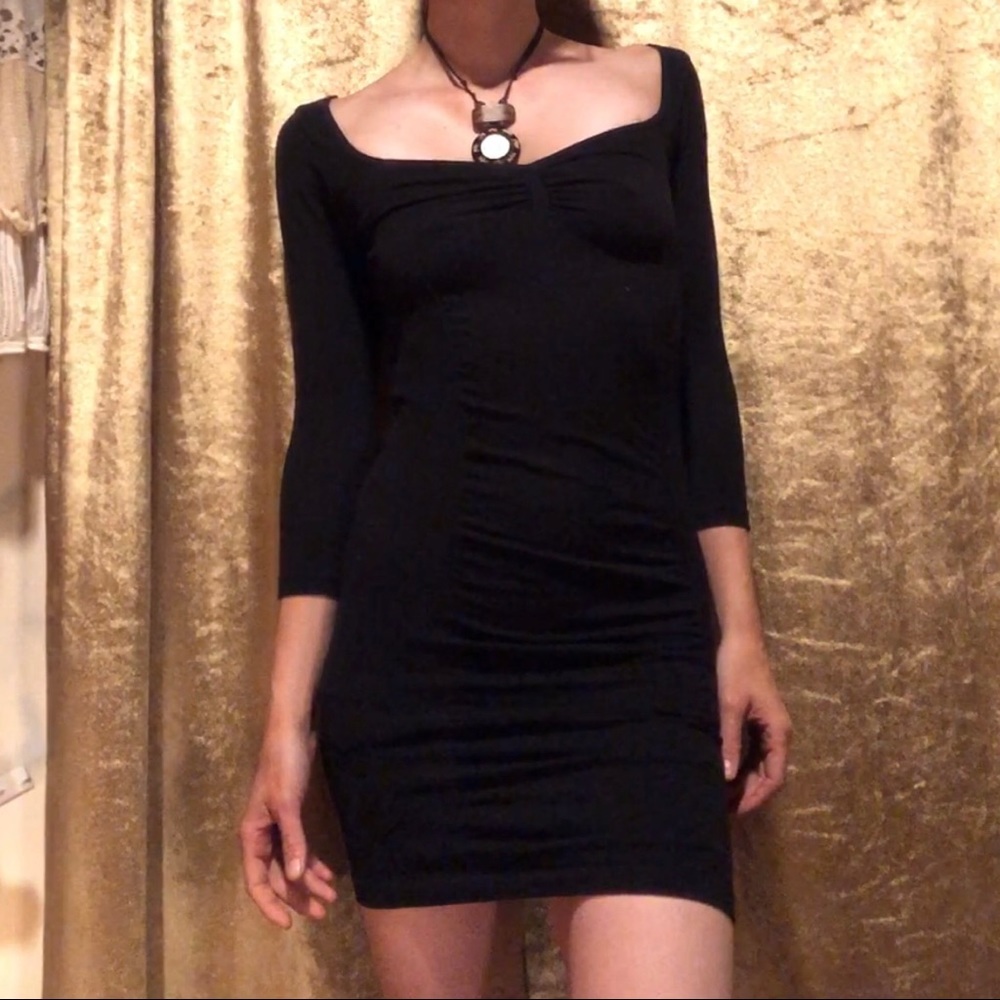 Free people black long sleeve bodycon dress medium
